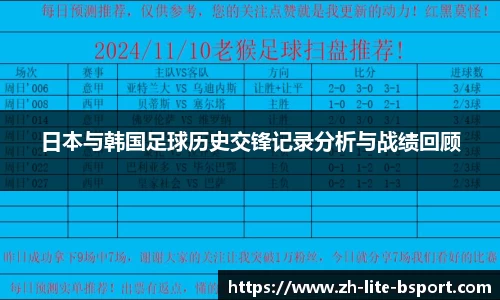 日本与韩国足球历史交锋记录分析与战绩回顾